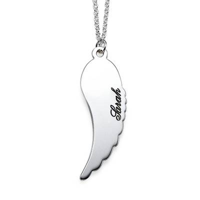 Silver Personalized Angel Wings 