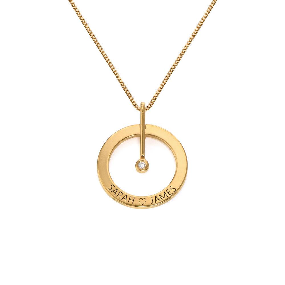 Personalized Circle Necklace with Diamond in 18K Gold Plating