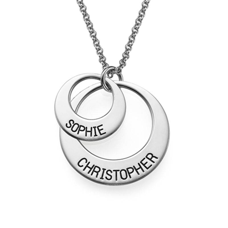 Moms Personalized Disc Necklace in Sterling Silver