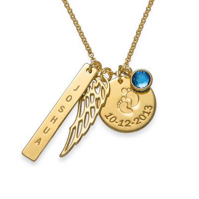 Personalized Mom Charm Necklace with Gold Plating