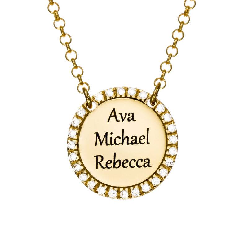 Personalized Round Cubic Zirconia Necklace in Gold Plating