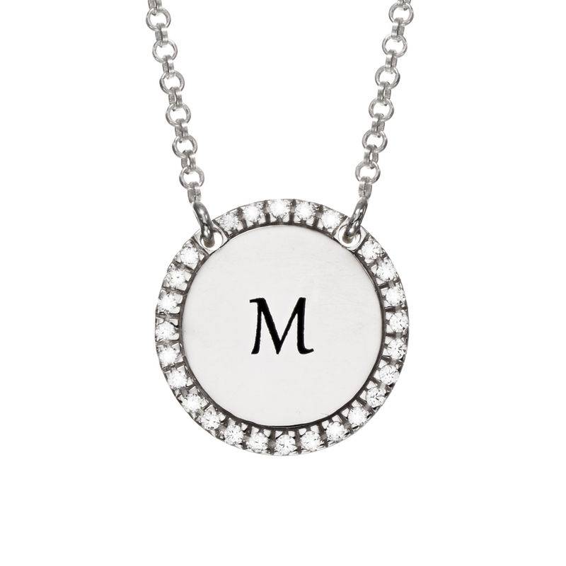 Personalized Round Cubic Zirconia Necklace in Silver