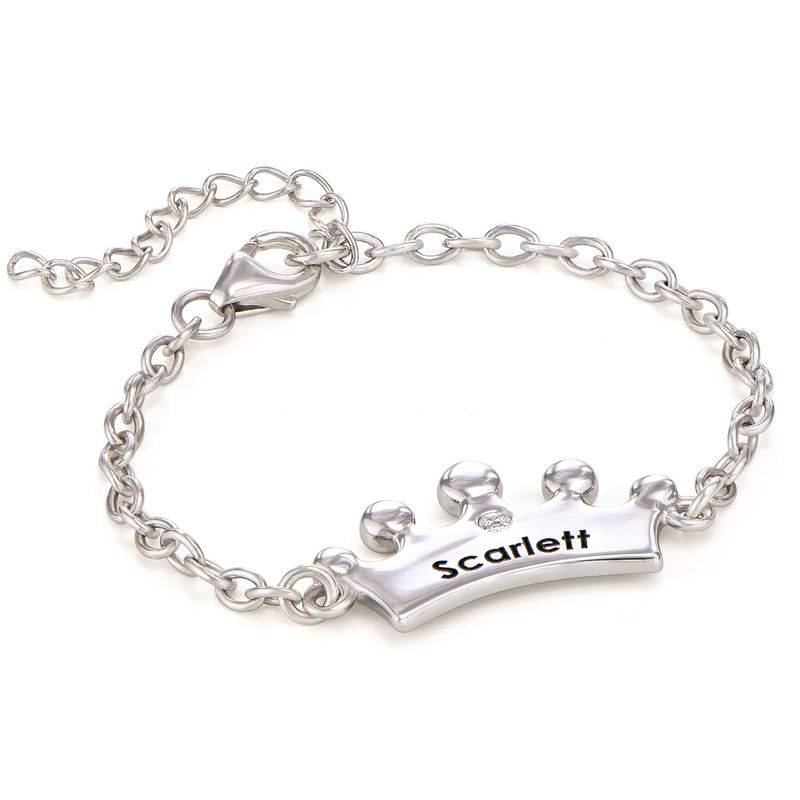 Princess Crown Bracelet for Girls with Cubic Zirconia in Sterling Silver