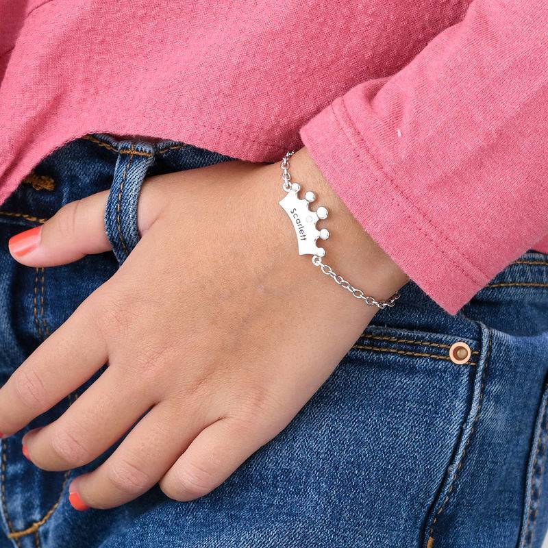 Princess Crown Bracelet for Girls with Cubic Zirconia in Sterling Silver