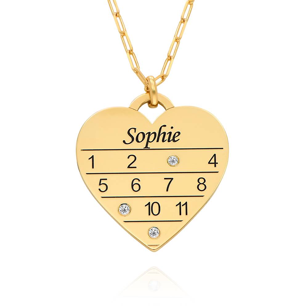 12 Month Calendar Heart Necklace with Diamonds in 18K Gold Plating product photo