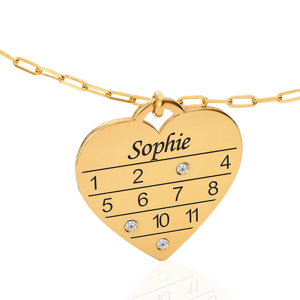 12 Month Calendar Heart Necklace with Diamonds in 18K Gold Plating-5 product photo