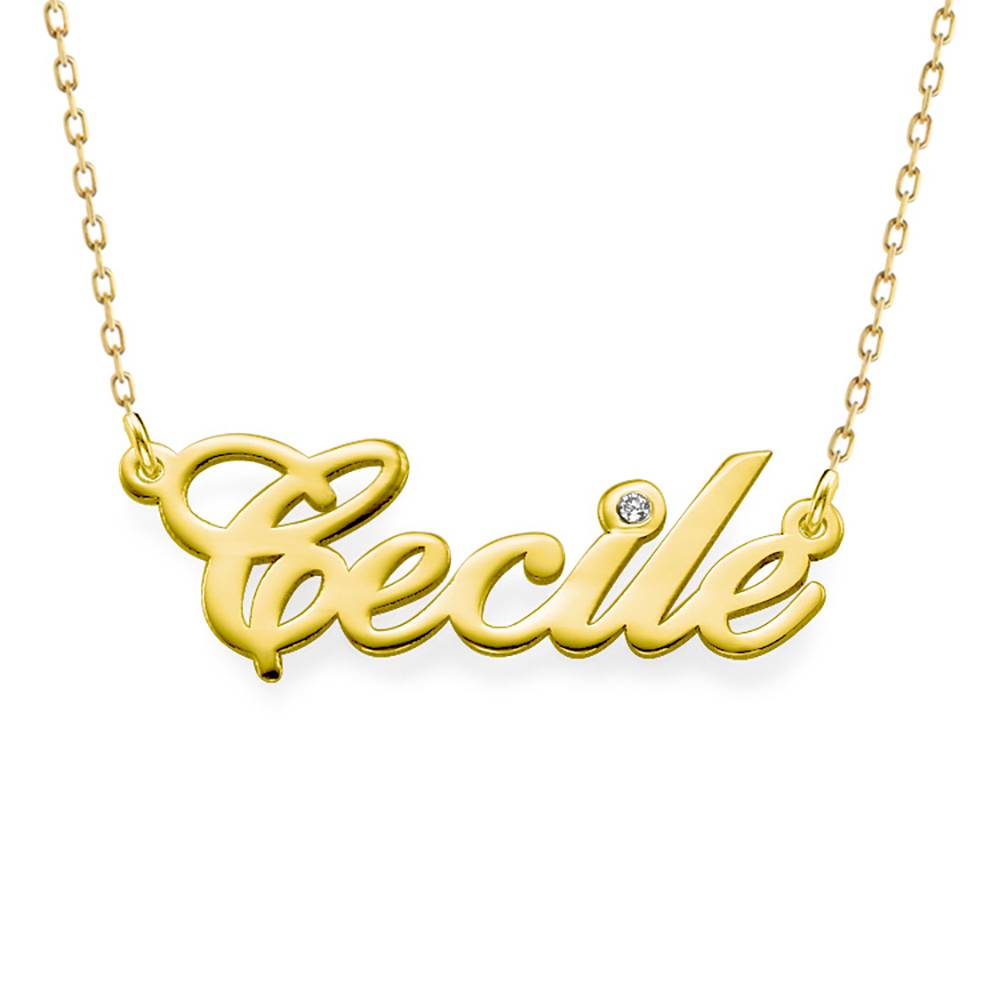 14k Gold and Diamond Name Necklace product photo