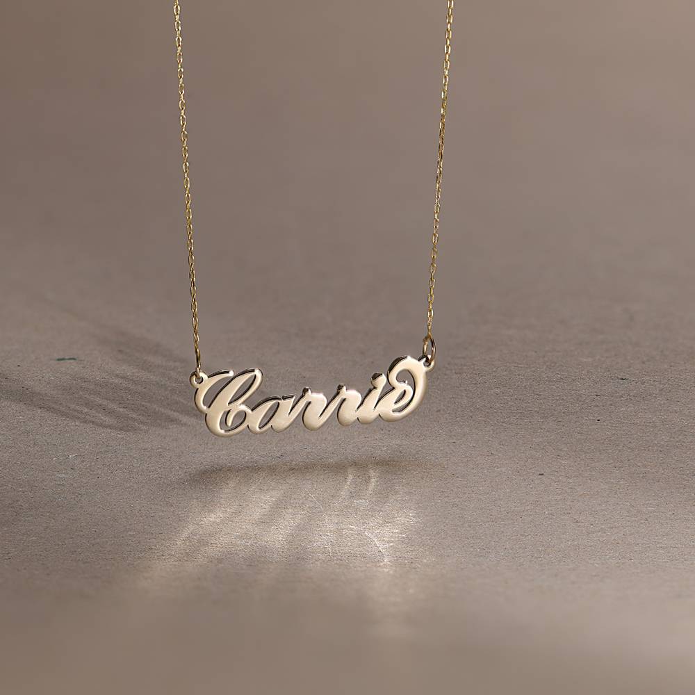 14k Gold Double Thickness Carrie-Style Name Necklace-3 product photo