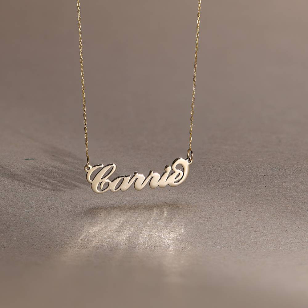 14k Gold Double Thickness Carrie-Style Name Necklace-4 product photo