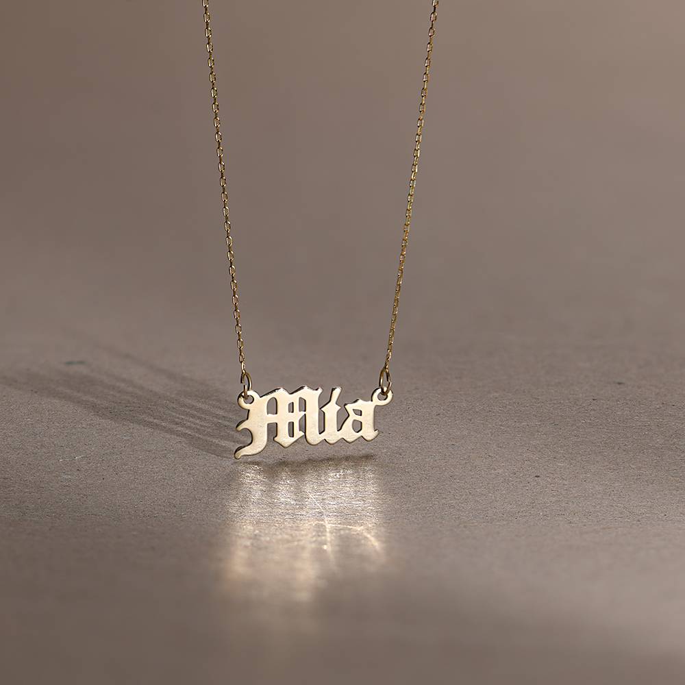 14k Gold Old English Style Name Necklace-1 product photo