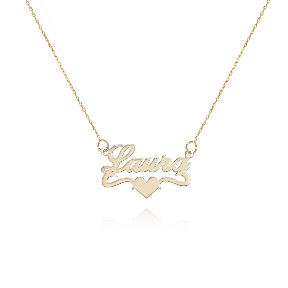 14k Solid Yellow Gold Heart Name Necklace-4 product photo