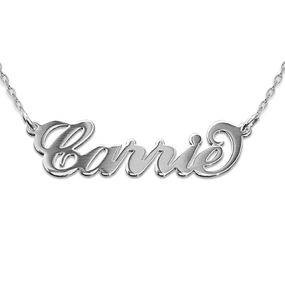 14k White Gold Carrie-Style Name Necklace With Cable Chain-1 product photo