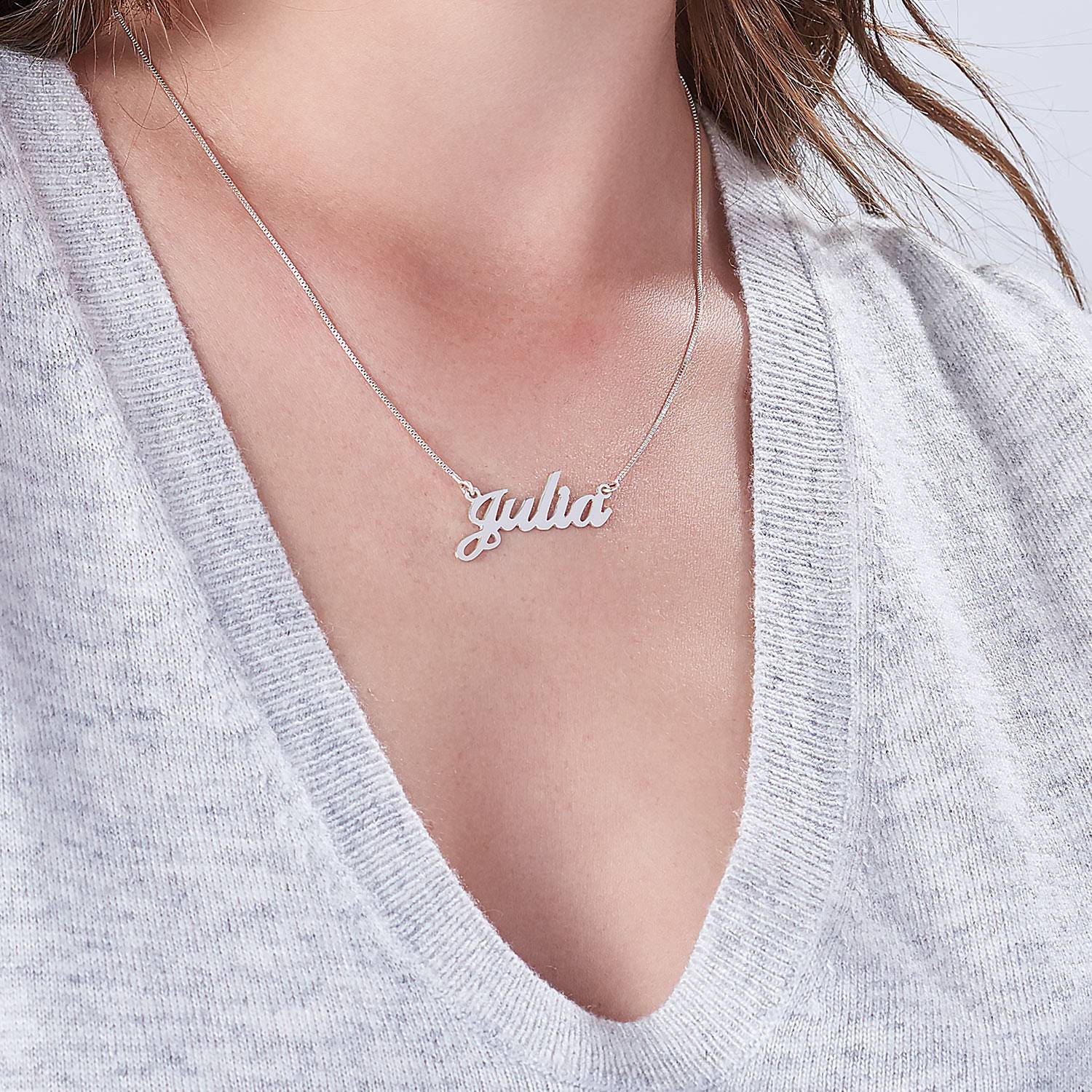 Classic Cocktail Name Necklace in 14k White Gold-1 product photo