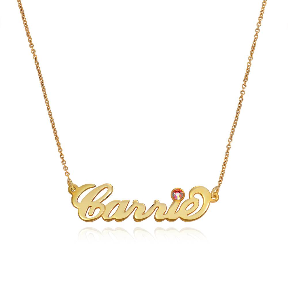 18k Gold-Plated Silver and Birthstone Name Necklace-1 product photo
