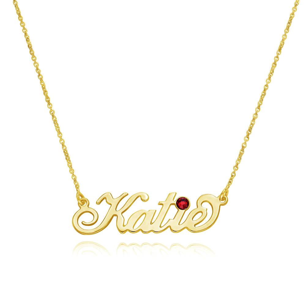 18K Gold-Plated Silver Name Necklace with Birthstone-1 product photo