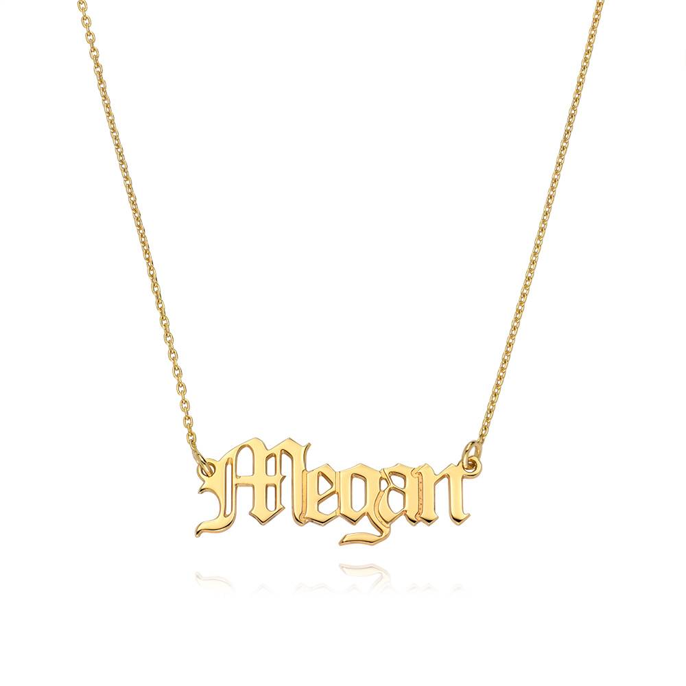 18k Gold-Plated Silver Old English Style Gothic Name Necklace-3 product photo