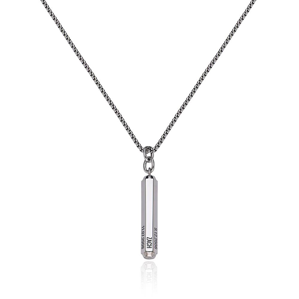 3D Engraved Hexagon Bar Necklace in Stainless Steel for Men-6 product photo