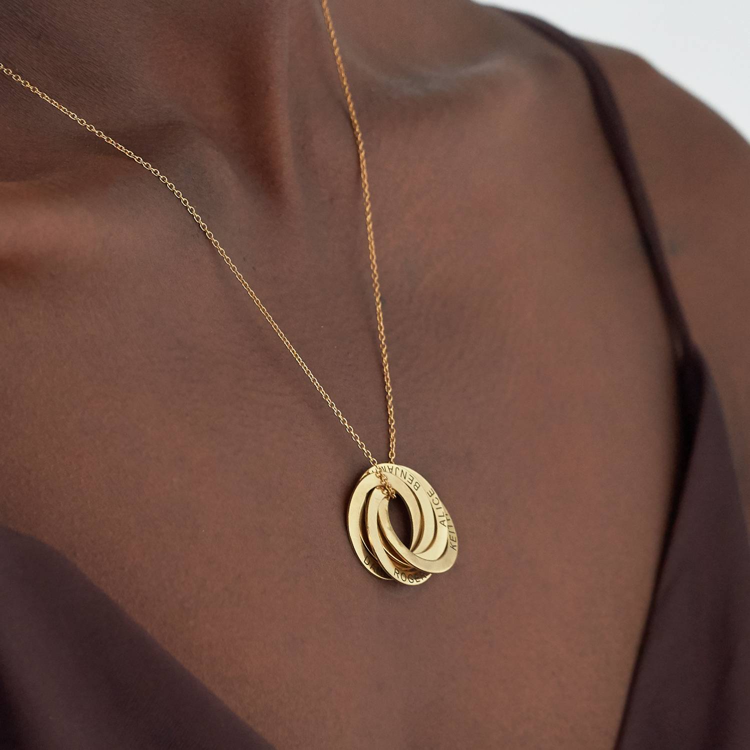 5 Russian Rings Necklace in 14K Yellow Gold-5 product photo