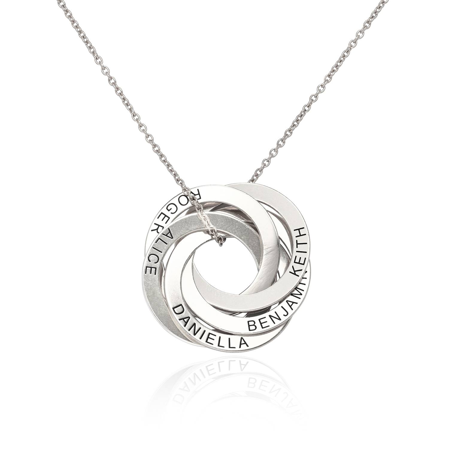 5 Russian Rings Necklace in 14K White Gold-4 product photo