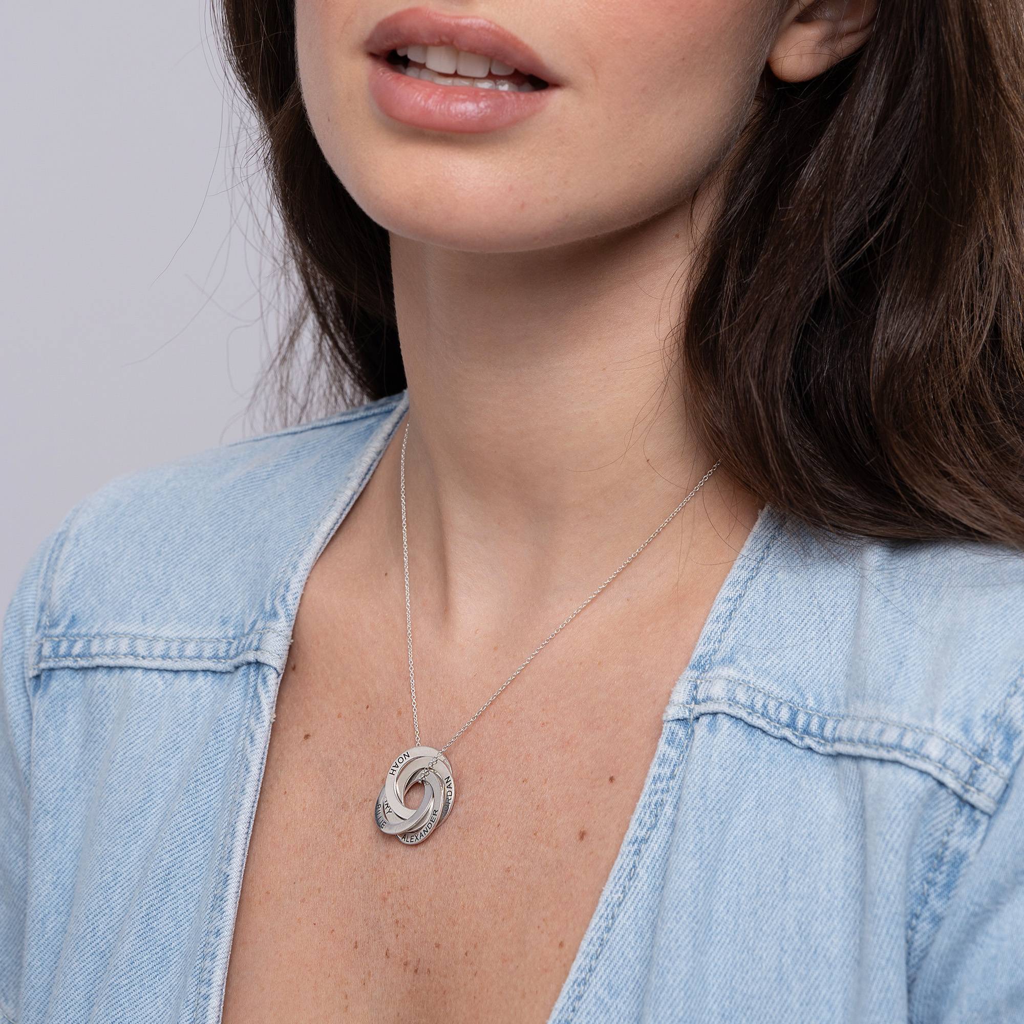 5 Russian Rings Necklace in 14K White Gold-1 product photo