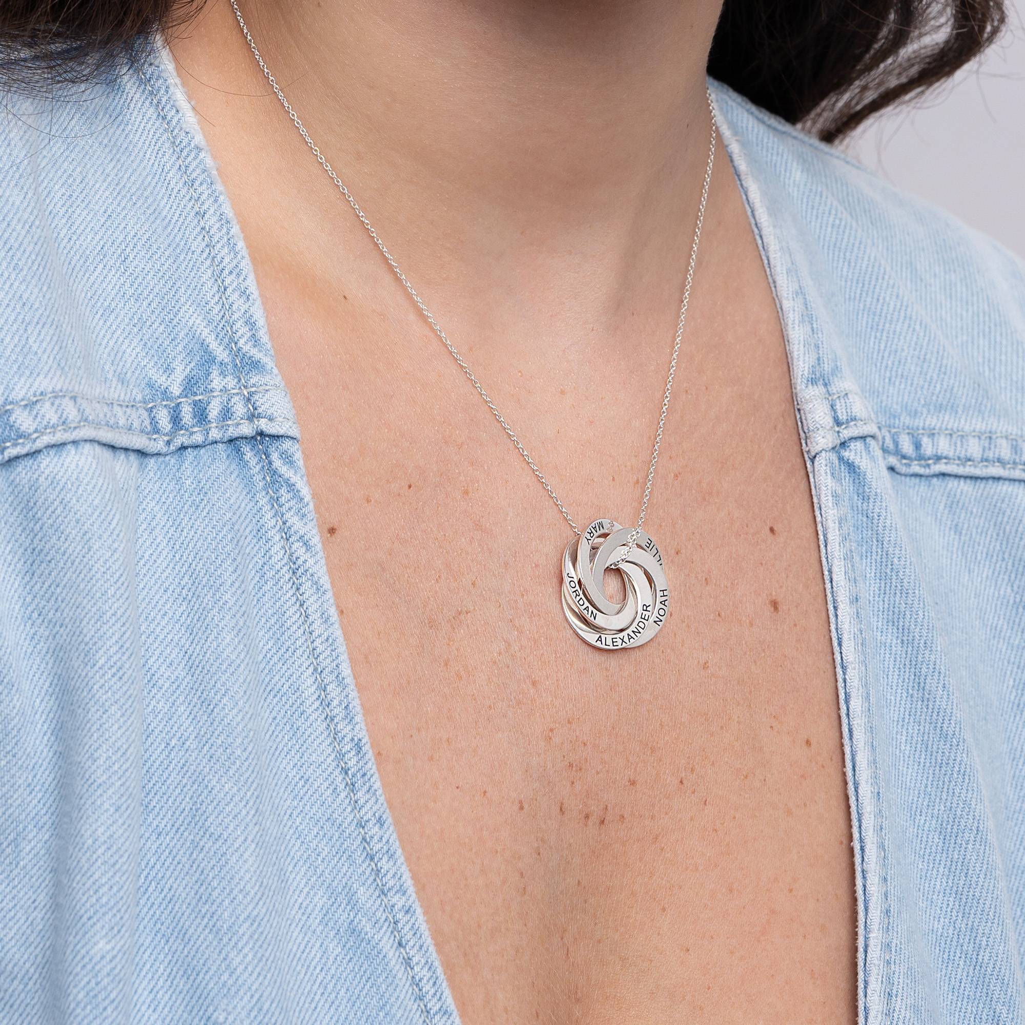 5 Russian Rings Necklace in 14K White Gold-5 product photo