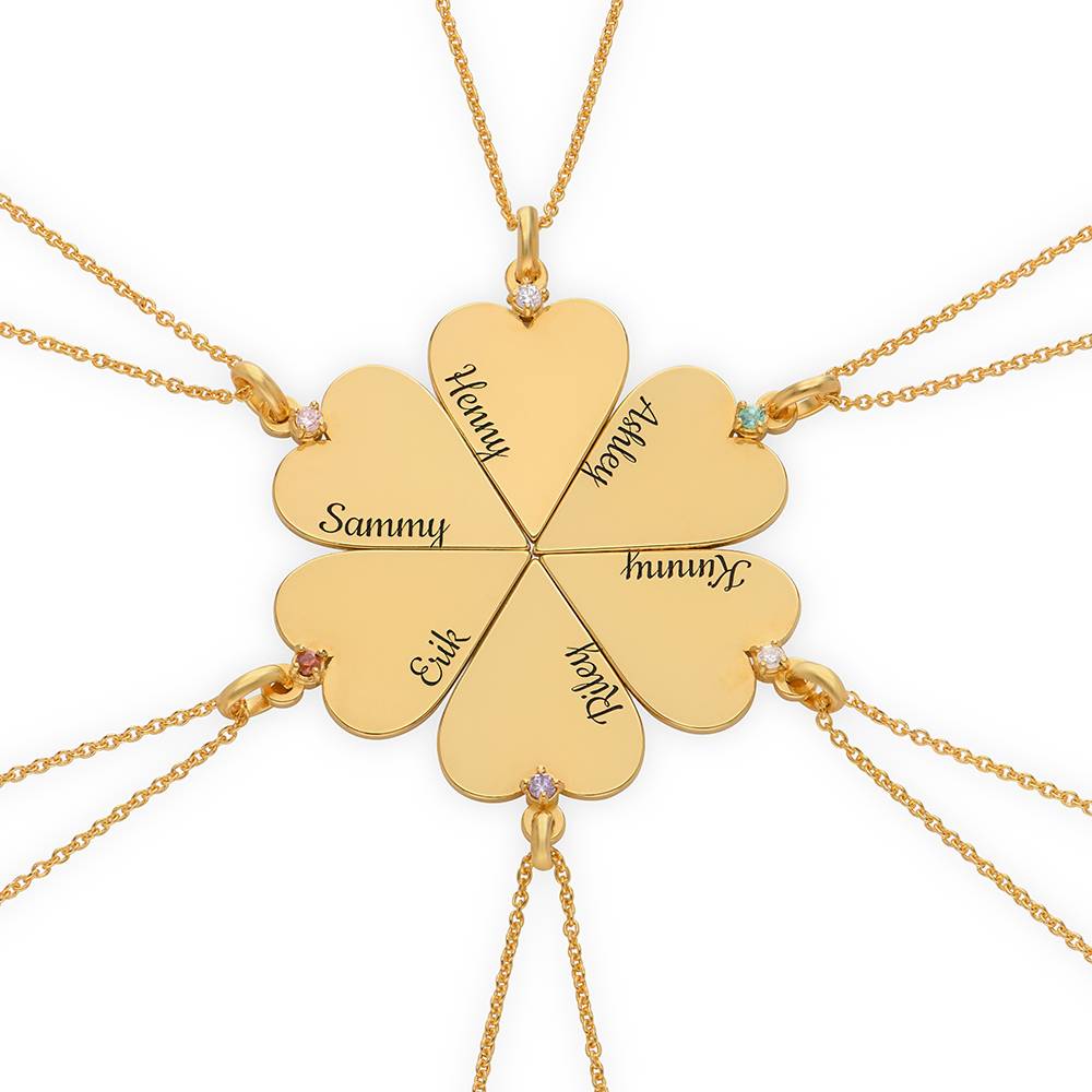 6 Piece Personalized Friendship and Birthstone Necklace in 18K Gold Plating-3 product photo