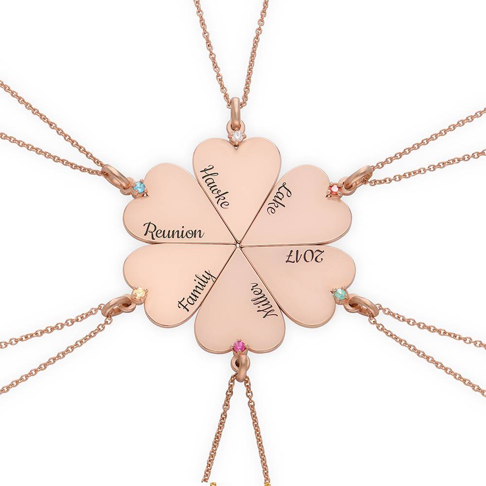 6 Piece Personalized Friendship and Birthstone Necklace in 18K Rose Gold Plating-2 product photo