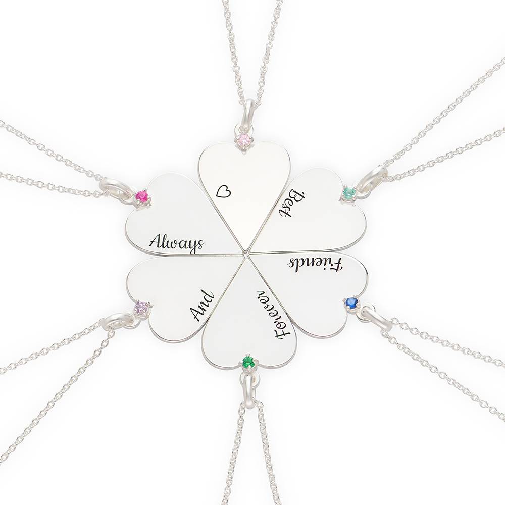 6 Piece Personalized Friendship and Birthstone Necklace in Sterling Silver-2 product photo