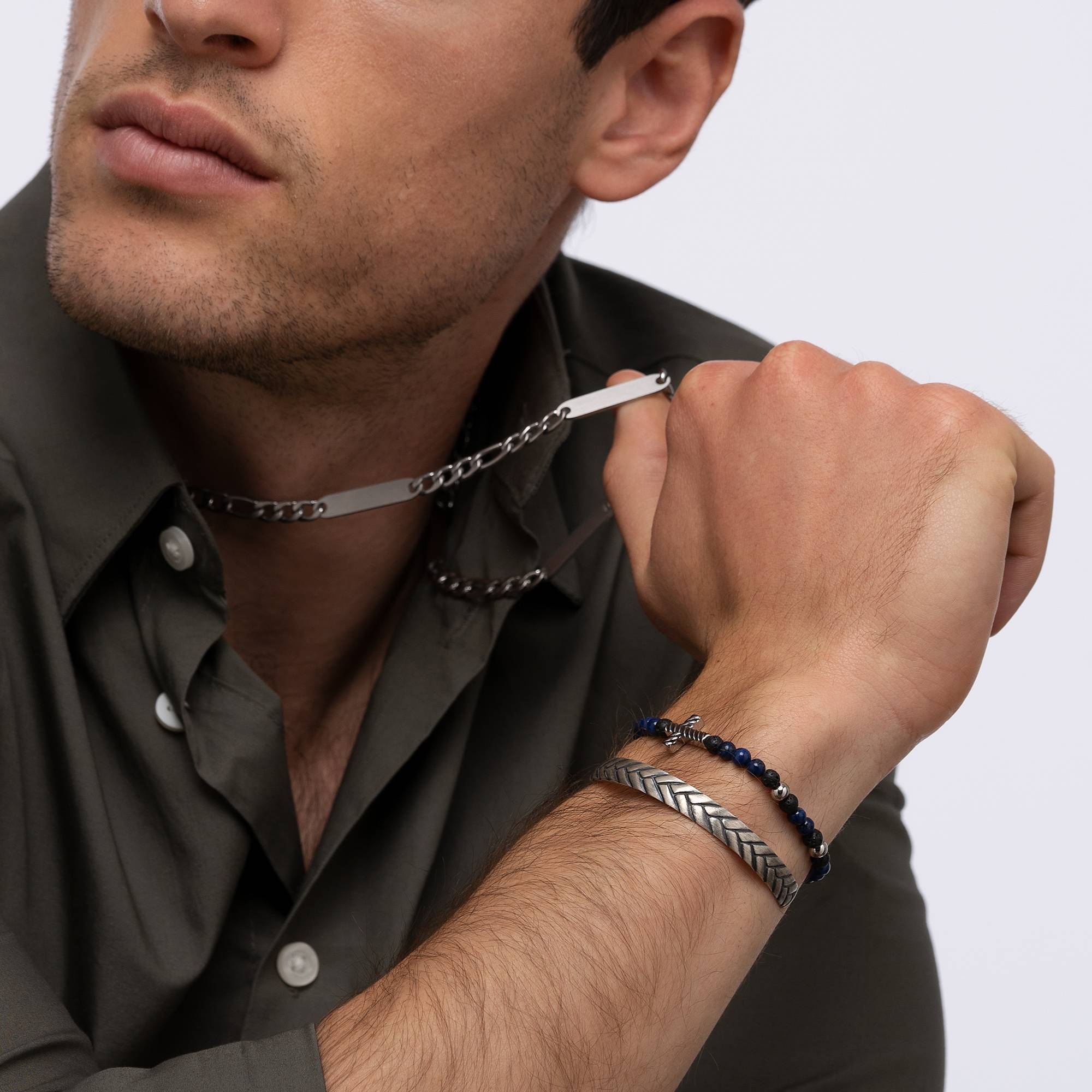 Adam's Adjustable Semi-Precious Rope Cross Bracelet for Men-4 product photo