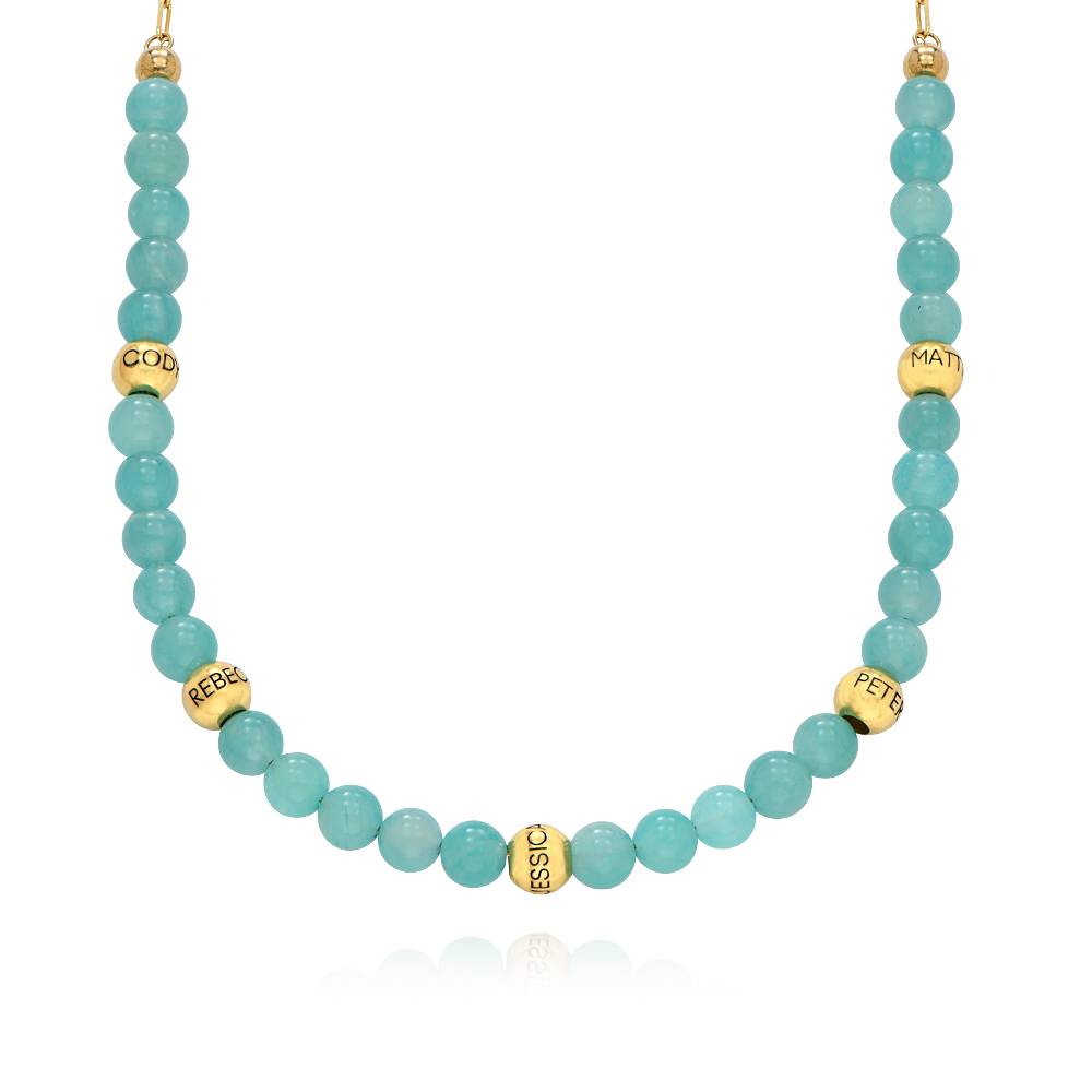 Amazonite Semi-Precious Balance Bead Necklace in 18k Gold Plating-6 product photo