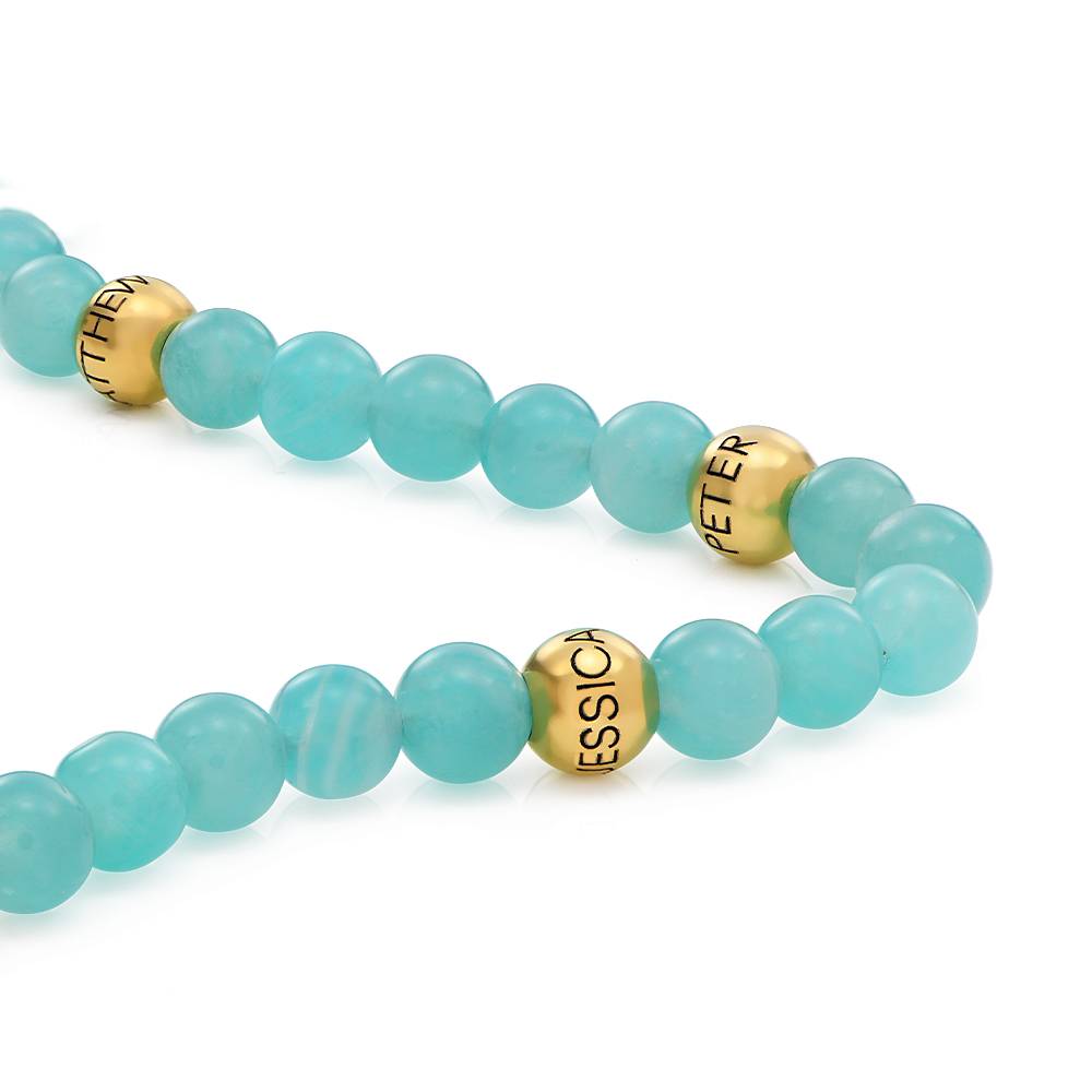 Amazonite Semi-Precious Balance Bead Necklace in 18k Gold Plating-5 product photo