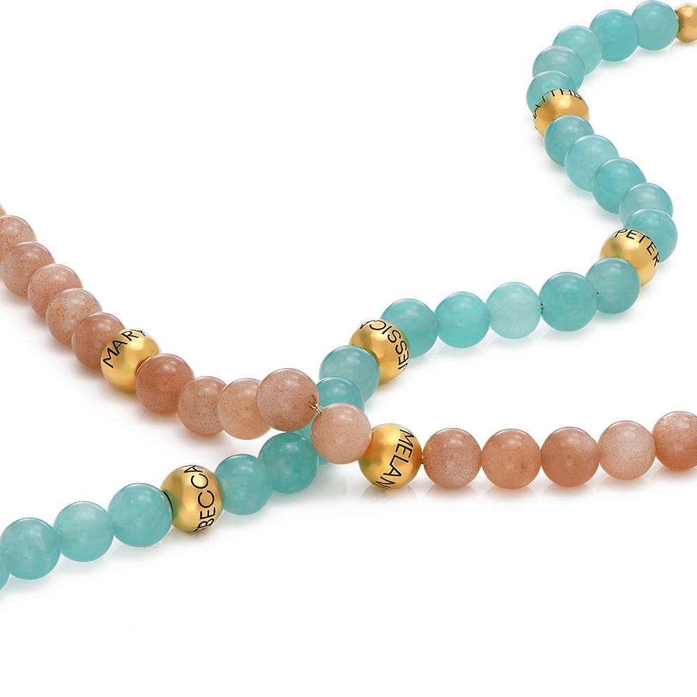 Amazonite Semi-Precious Balance Bead Necklace in 18k Gold Vermeil-2 product photo