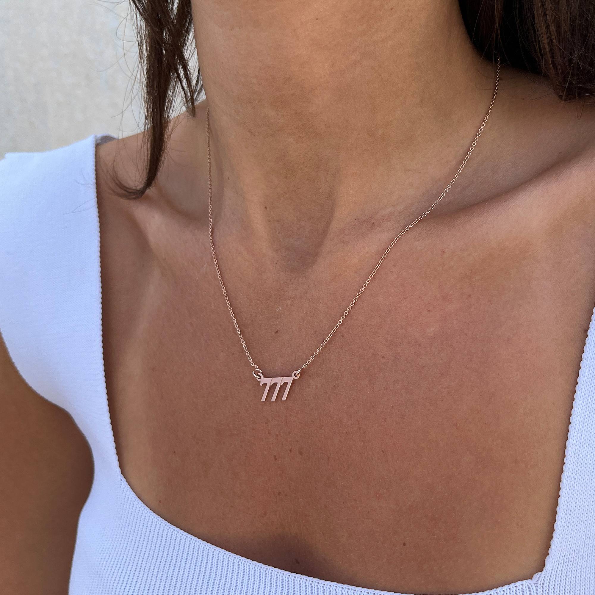 Angel Number Necklace in 18K Rose Gold Plating-3 product photo