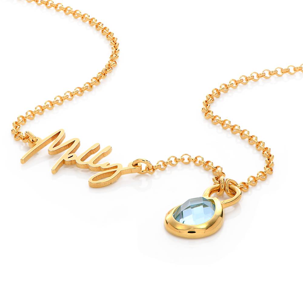 Annie Teardrop Name Necklace with Gemstones in 18K Gold Plating-5 product photo