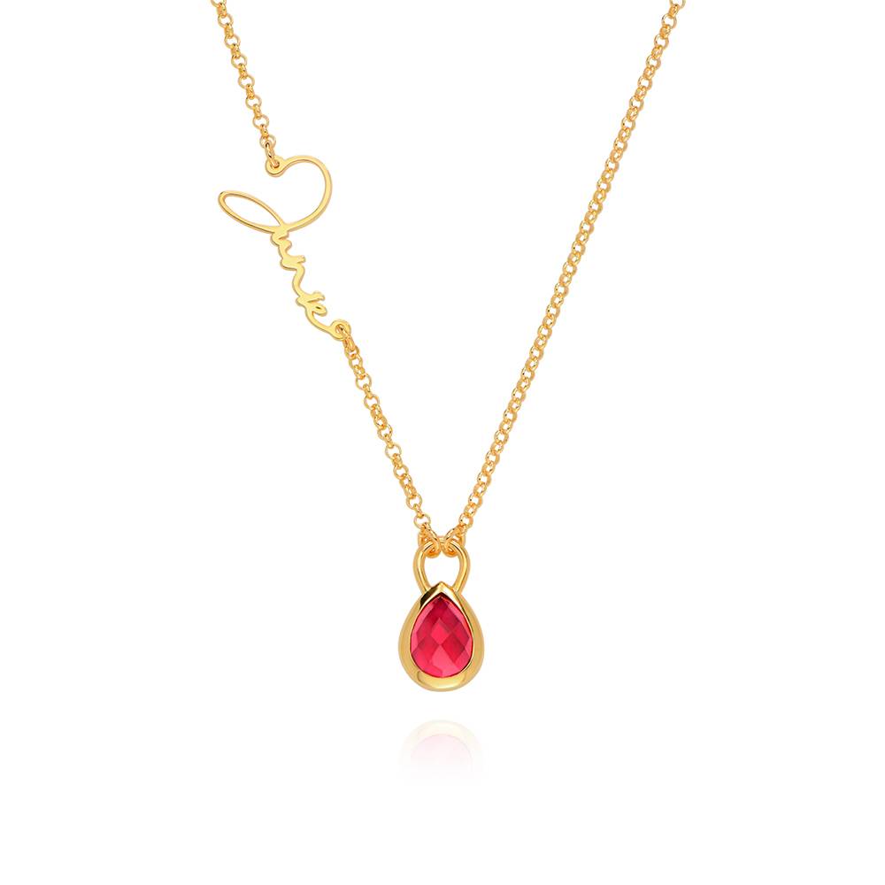 Annie Teardrop Name Necklace with Gemstones in 18K Gold Vermeil-5 product photo