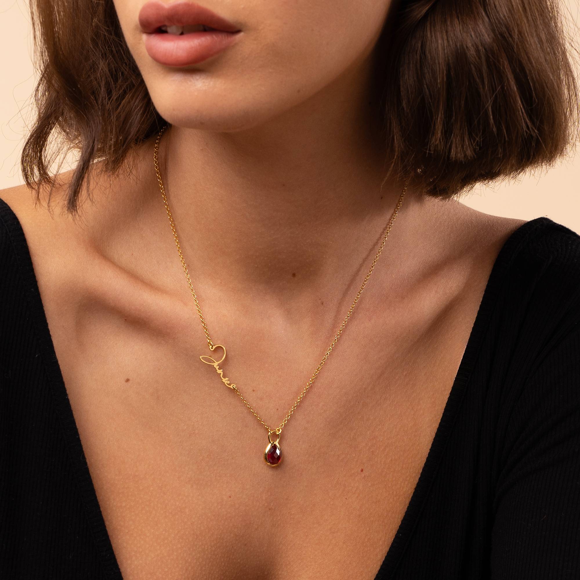 Annie Teardrop Name Necklace with Gemstones in 18K Gold Vermeil-1 product photo