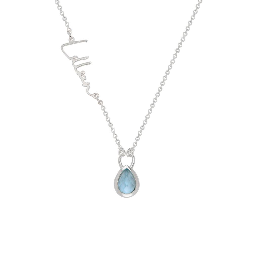 Annie Teardrop Name Necklace with Gemstones in Sterling Silver product photo