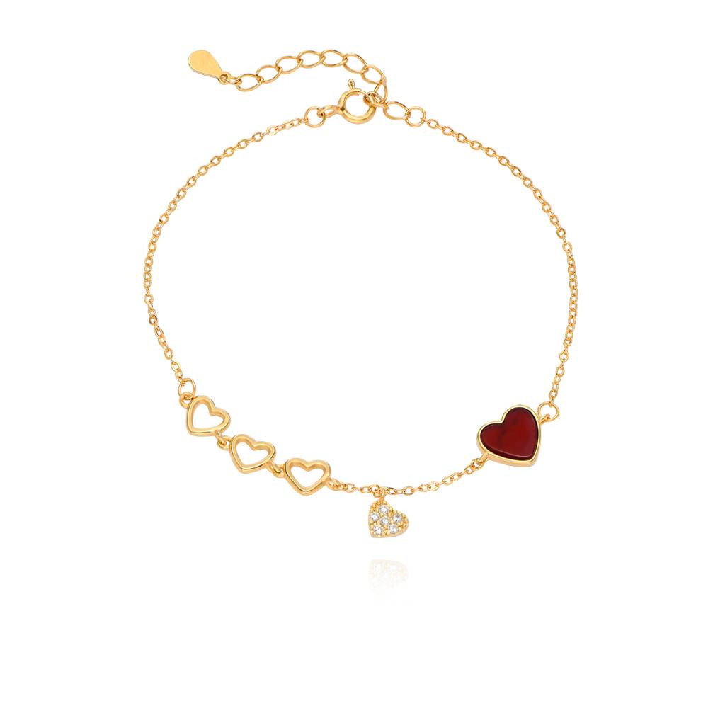 Be Mine Red Heart Bracelet in 18K Gold Plating-2 product photo