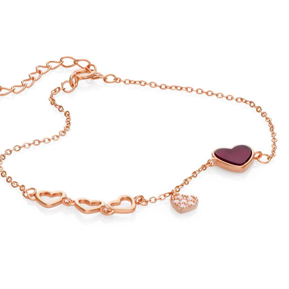 Be Mine Red Heart Bracelet in 18K Rose Gold Plating-1 product photo