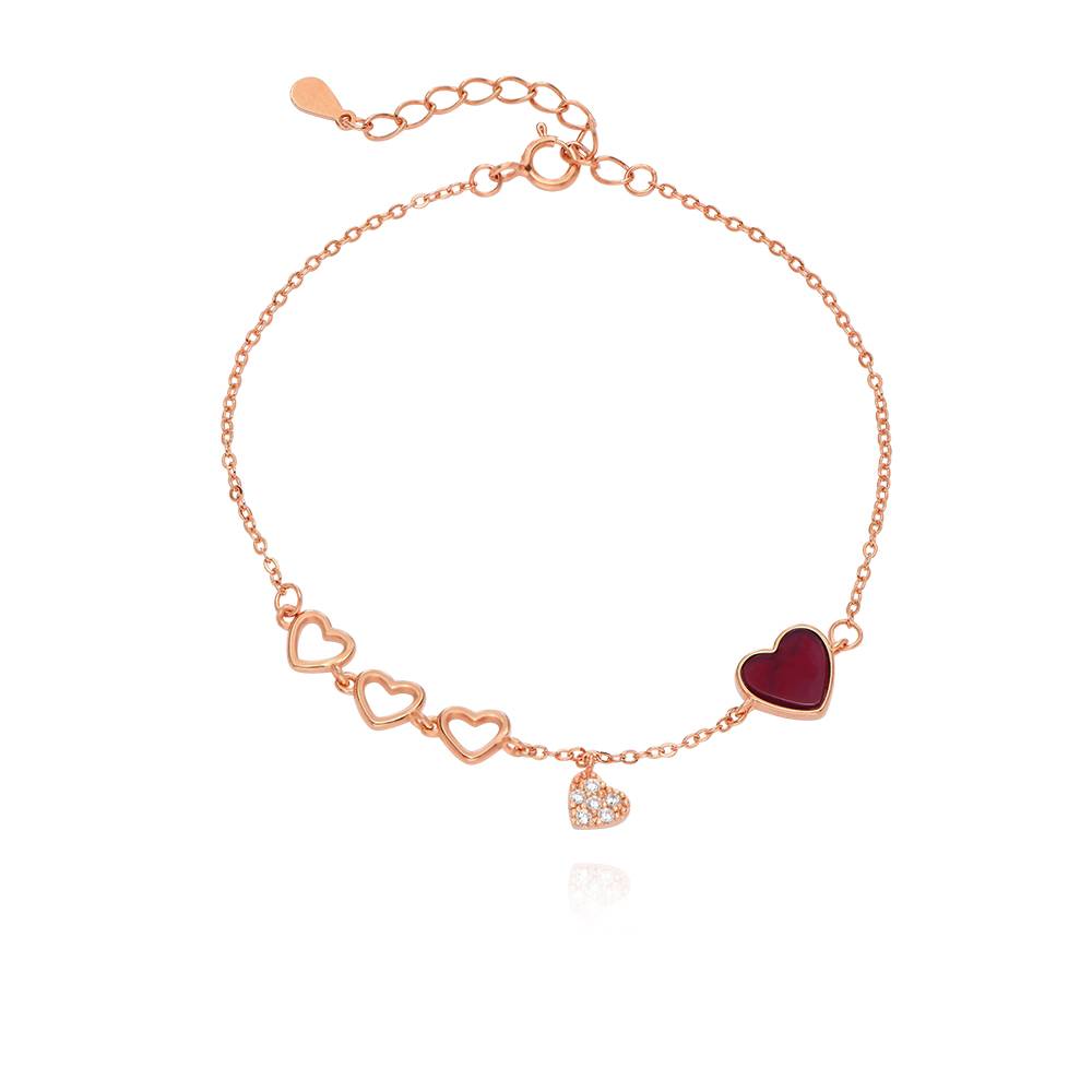 Be Mine Red Heart Bracelet in 18K Rose Gold Plating-2 product photo