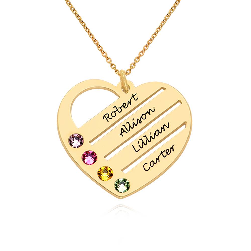 Terry Birthstone Heart Necklace with Engraved Names in 18k Gold Vermeil product photo
