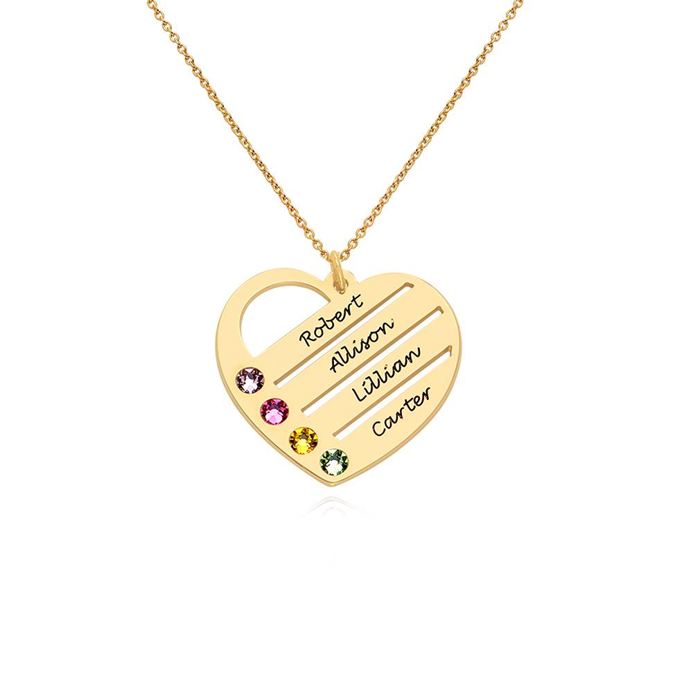 Terry Birthstone Heart Necklace with Engraved Names in 10k Gold product photo