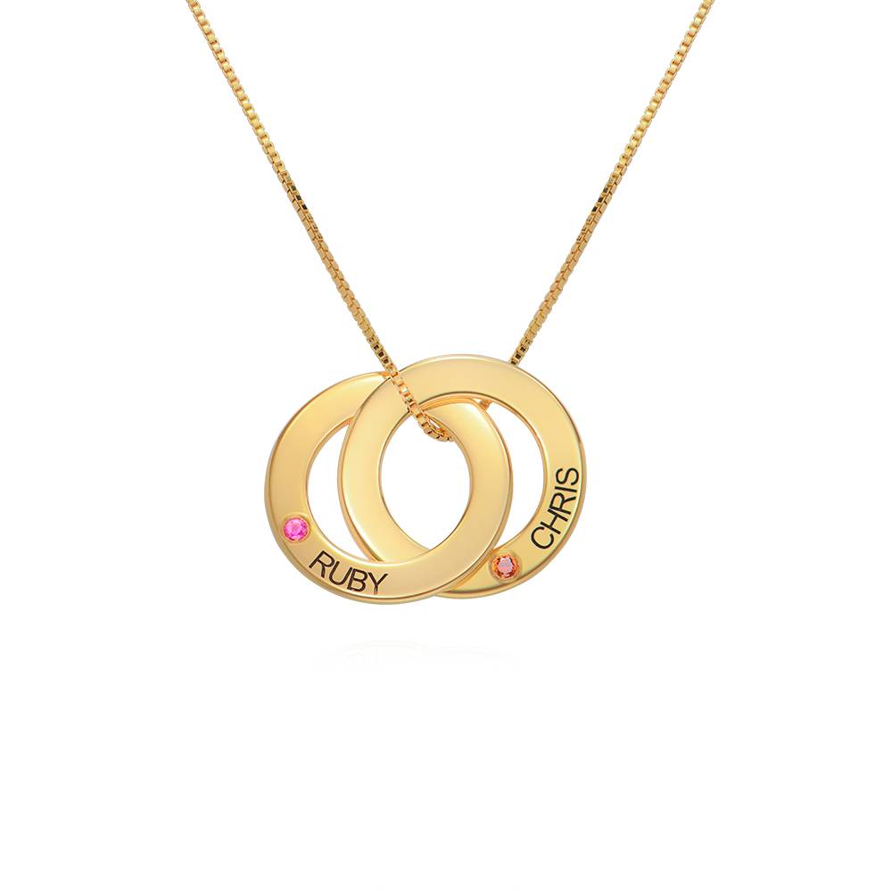 Birthstone Russian Ring Necklace with 2 Rings in 18K Gold vermeil-2 product photo