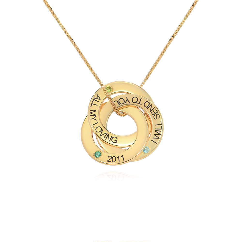 Birthstone Russian Ring Necklace with 3 Rings in 18K Gold Plating product photo