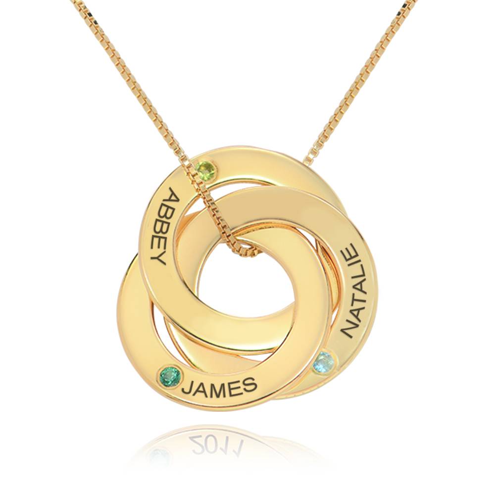 Birthstone Russian Ring Necklace with 3 Rings in 18K Gold Vermeil product photo
