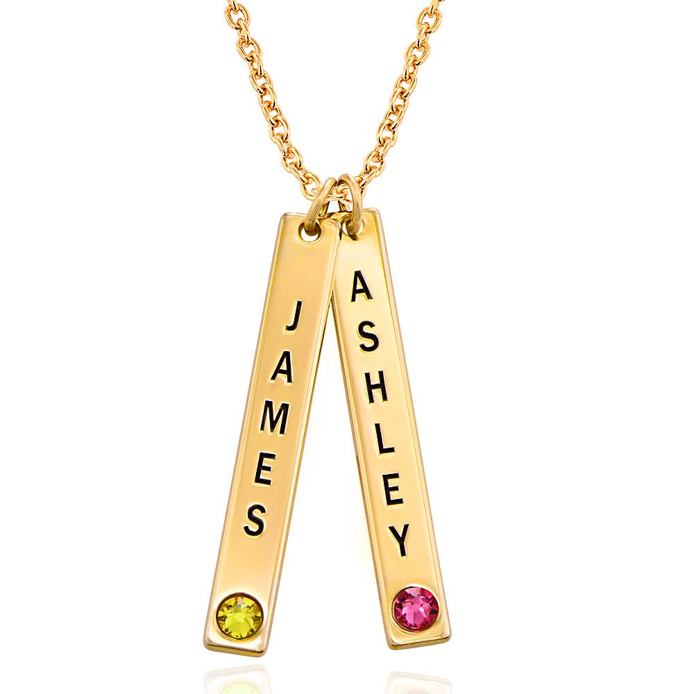 Birthstone Vertical Bar Necklace For Mothers in 18k Gold Vermeil-1 product photo