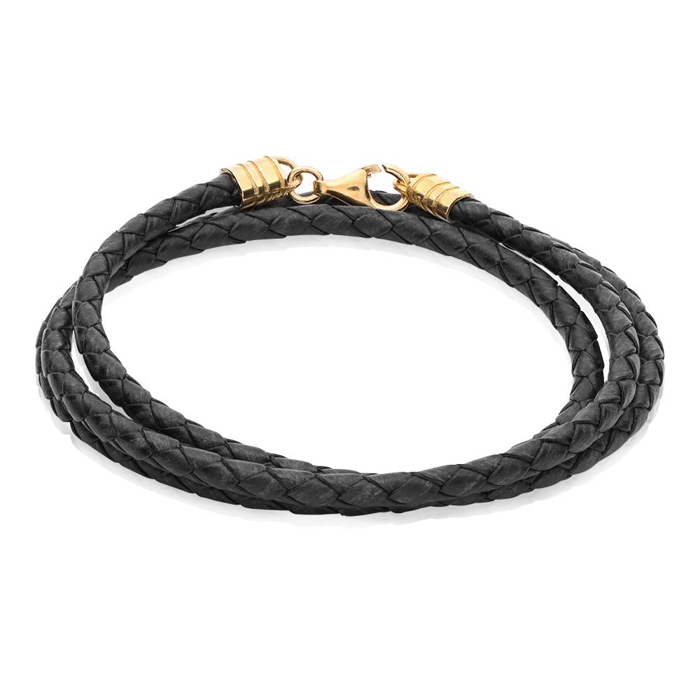 Black Leather cord for Women in Gold Plated product photo