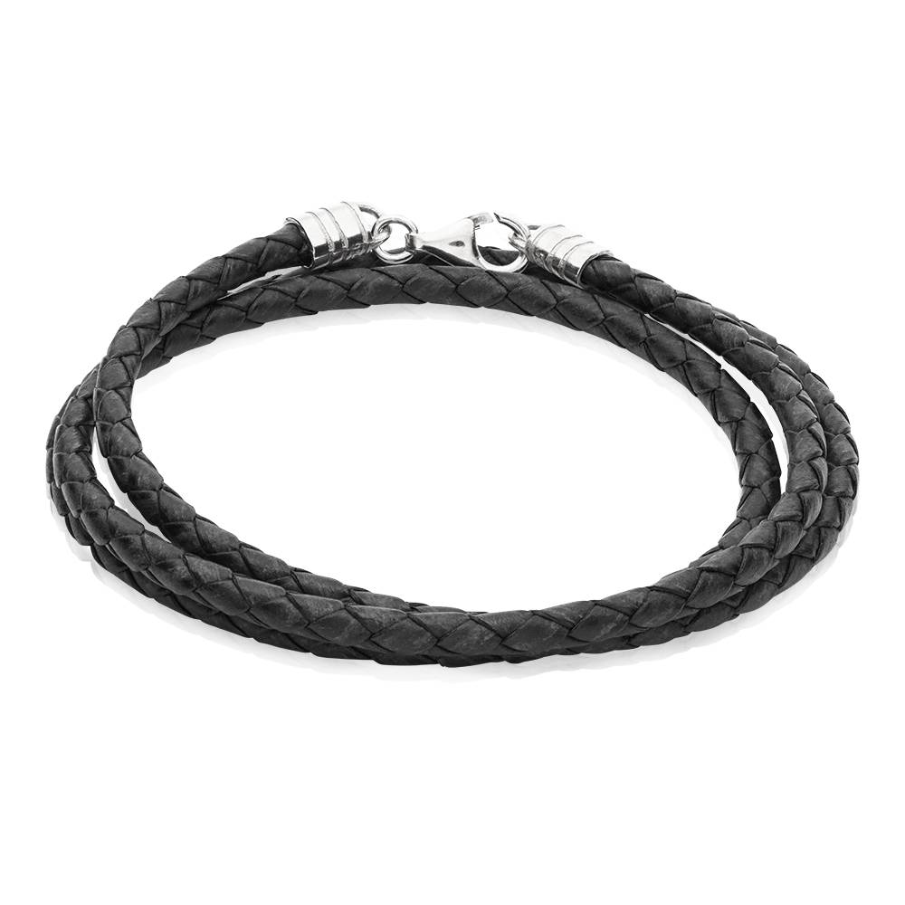 Black Leather cord for Women in Sterling Silver product photo