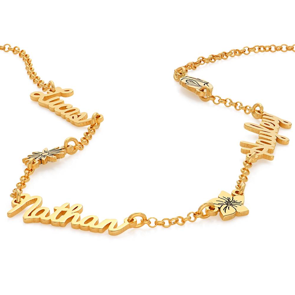 Blooming Birth Flower Multi Name Necklace in 18K Gold Vermeil-2 product photo