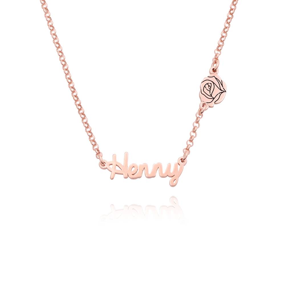 Blooming Birth Flower Multi Name Necklace in 18K Rose Gold Vermeil-5 product photo
